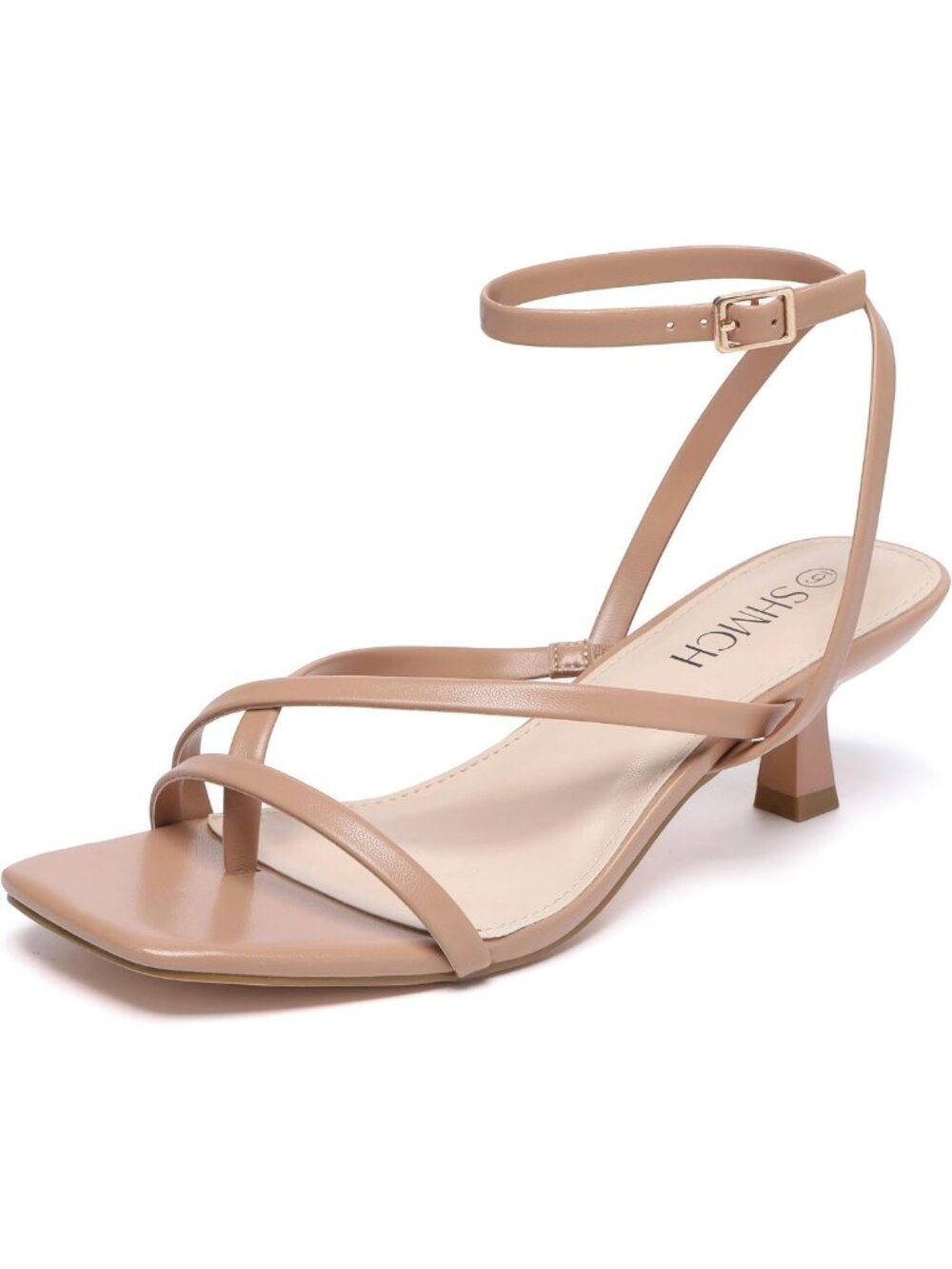 Stylish Low Kitten Heels for Women - Strappy Lace-Up Ankle Strap, Square Toe